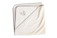 Bath Cape / Baby towel with embroidery (cream-taupe)