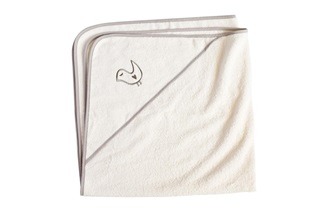 Afbeelding van Babyhanddoek / Badcape met borduursel (crème-taupe)
