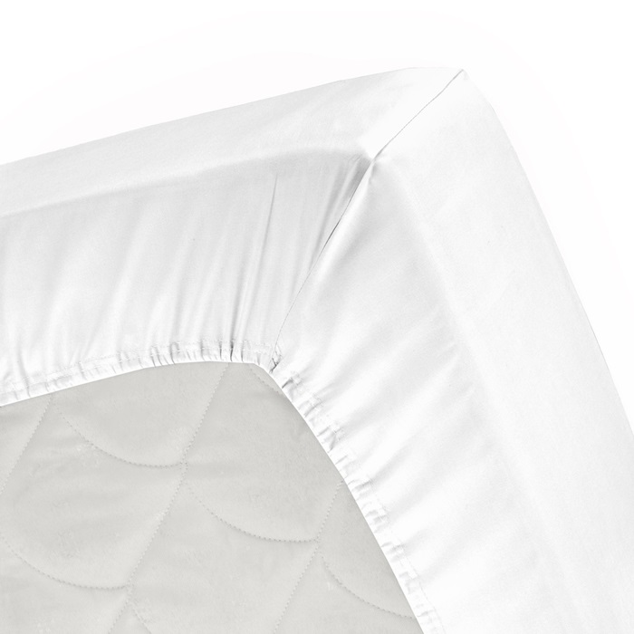 White topper fitted sheet (thin mattress) sateen GOTS Damai Organics ...