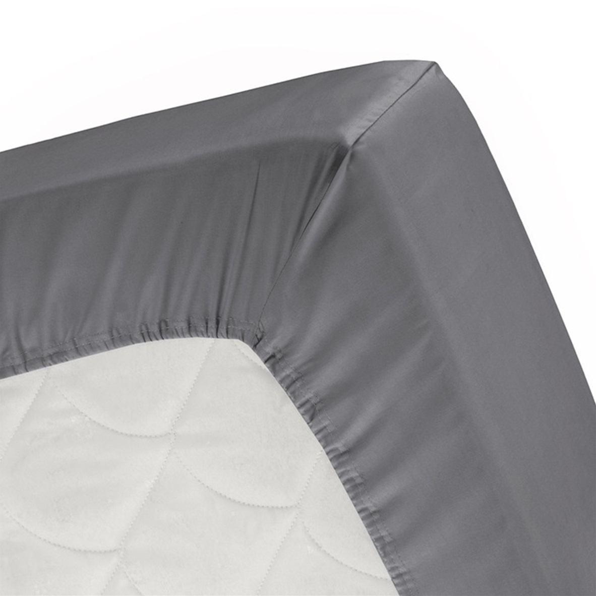 Anthracite topper fitted sheet (thin mattress) sateen 