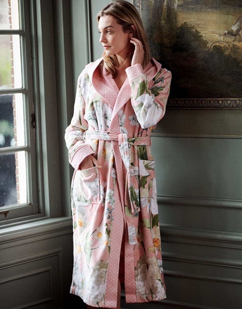 Perri Rosalee Rose velours bathrobe 