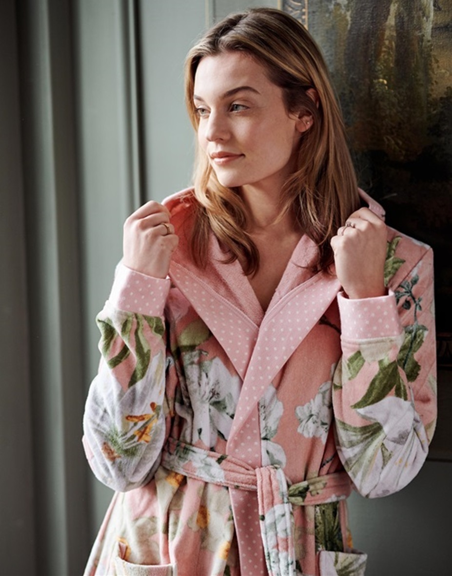 Perri Rosalee Rose velours bathrobe 