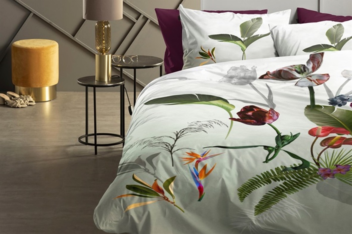 Ficus Green dekbedovertrek satijn 