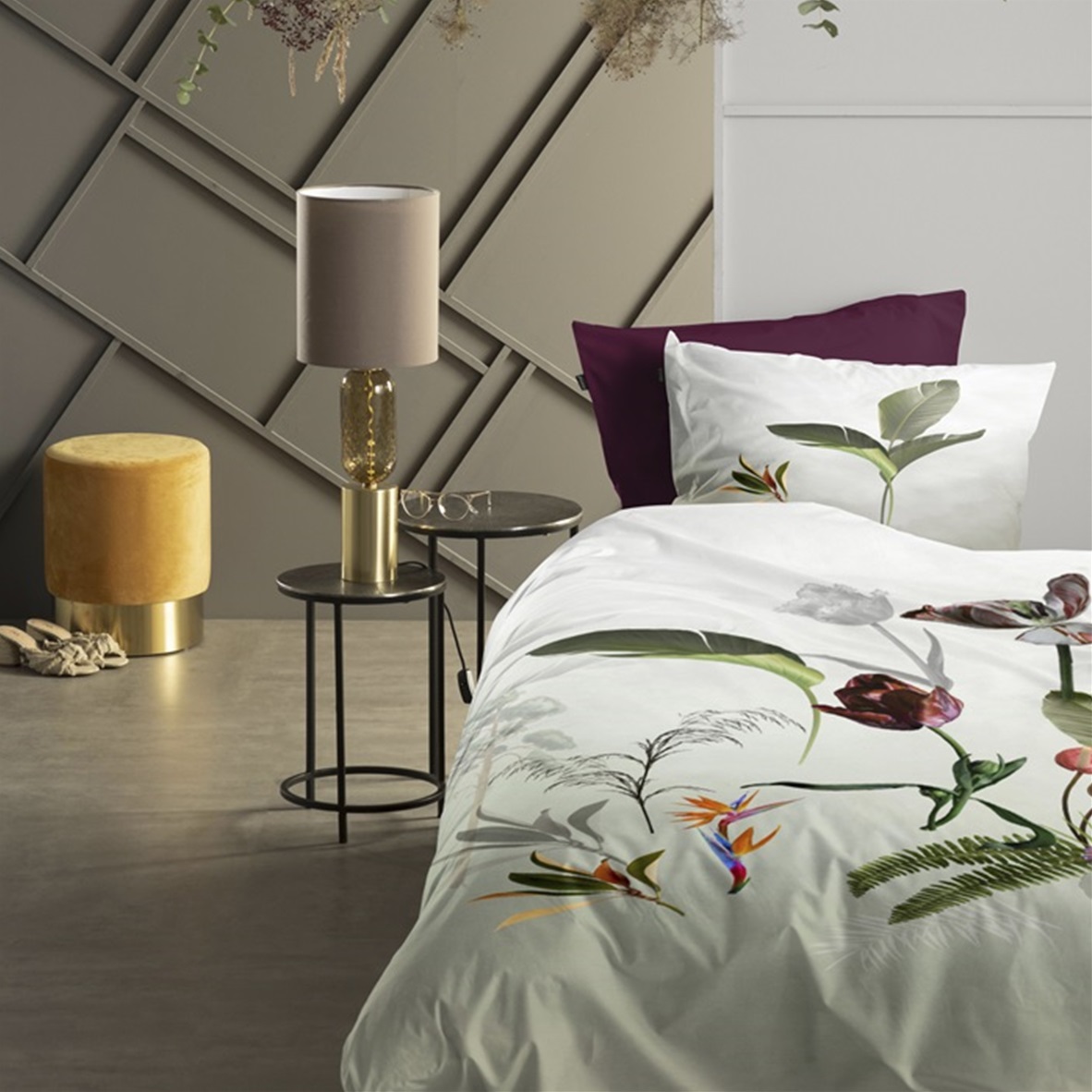 Ficus Green dekbedovertrek satijn 