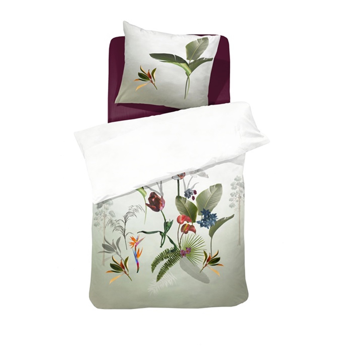 Ficus Green dekbedovertrek satijn 