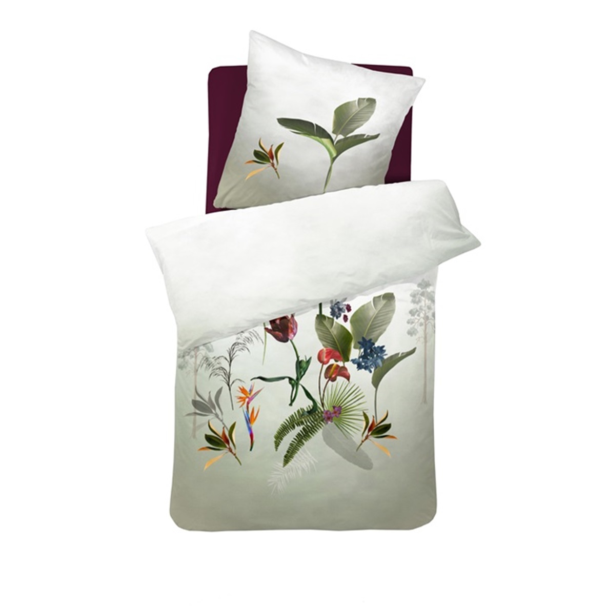 Ficus Green dekbedovertrek satijn German size