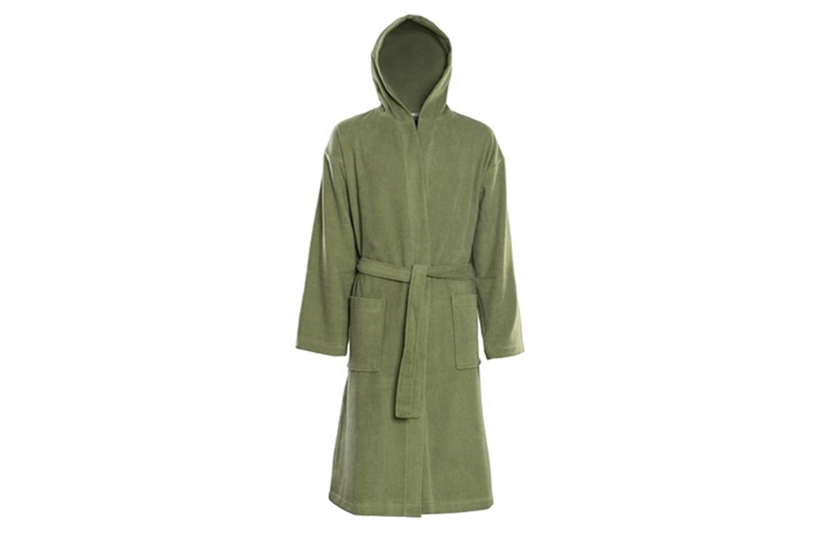 Khaki bathrobe with hood 