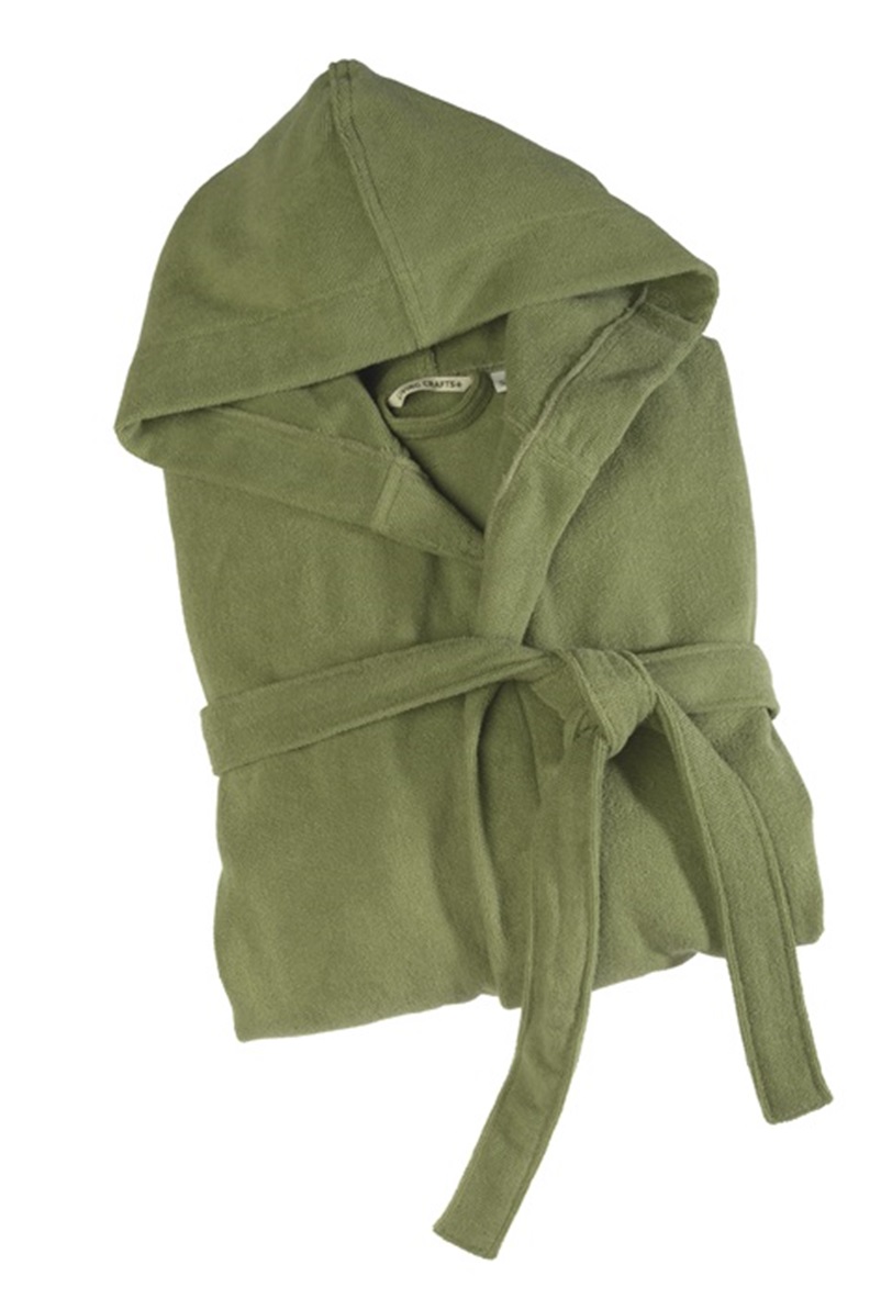 Khaki bathrobe with hood 
