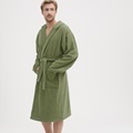 Khaki bathrobe with hood 