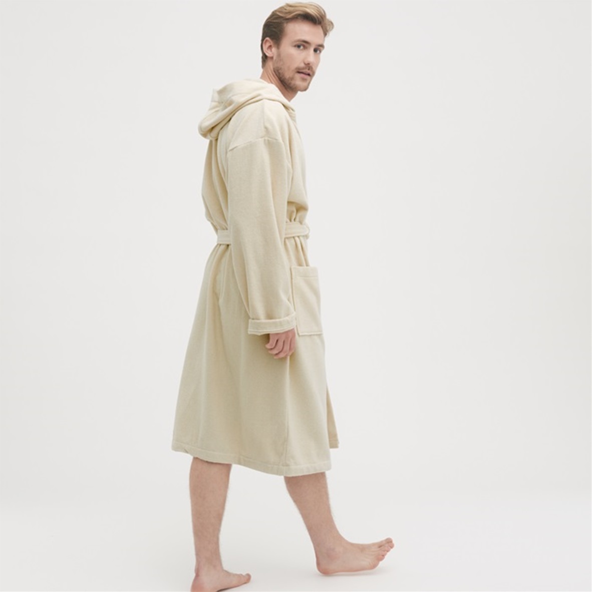Orlando Ecru bathrobe with hood 