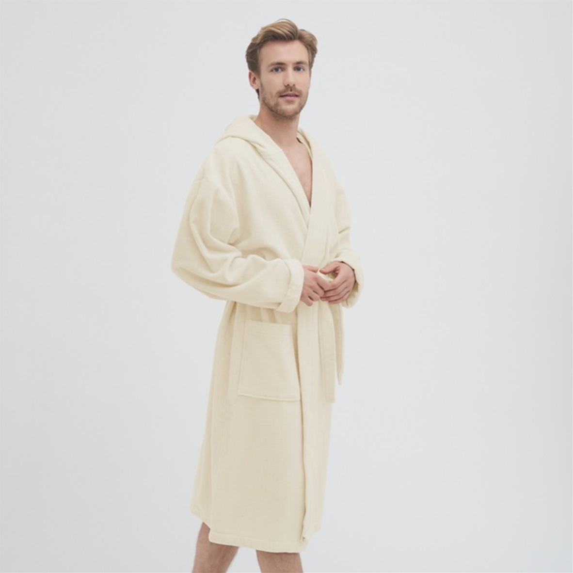 Orlando Ecru bathrobe with hood 
