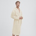 Ecru bathrobe with hood 