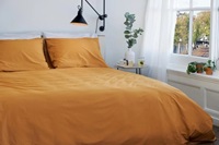 Ochre Yellow dekbedovertrek percal-2