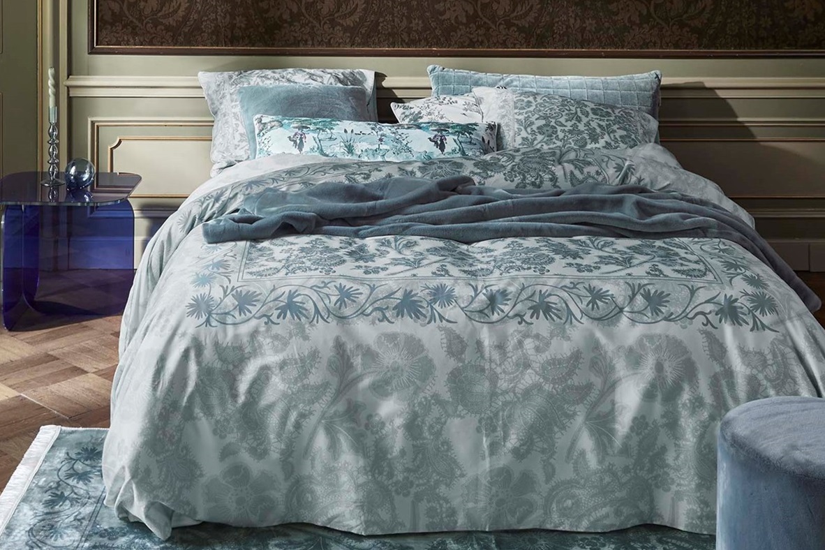 Maere Hazy Blue dekbedovertrek satijn 