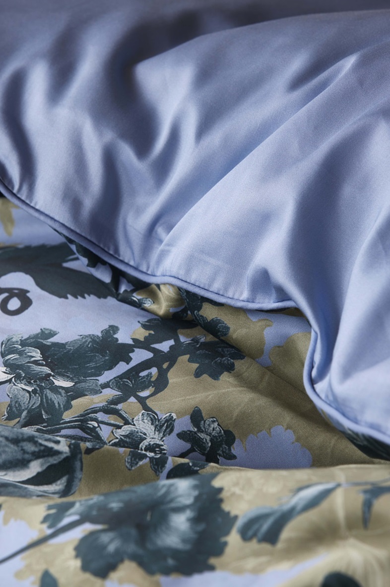 Leila Chambray Blue dekbedovertrek satijn 