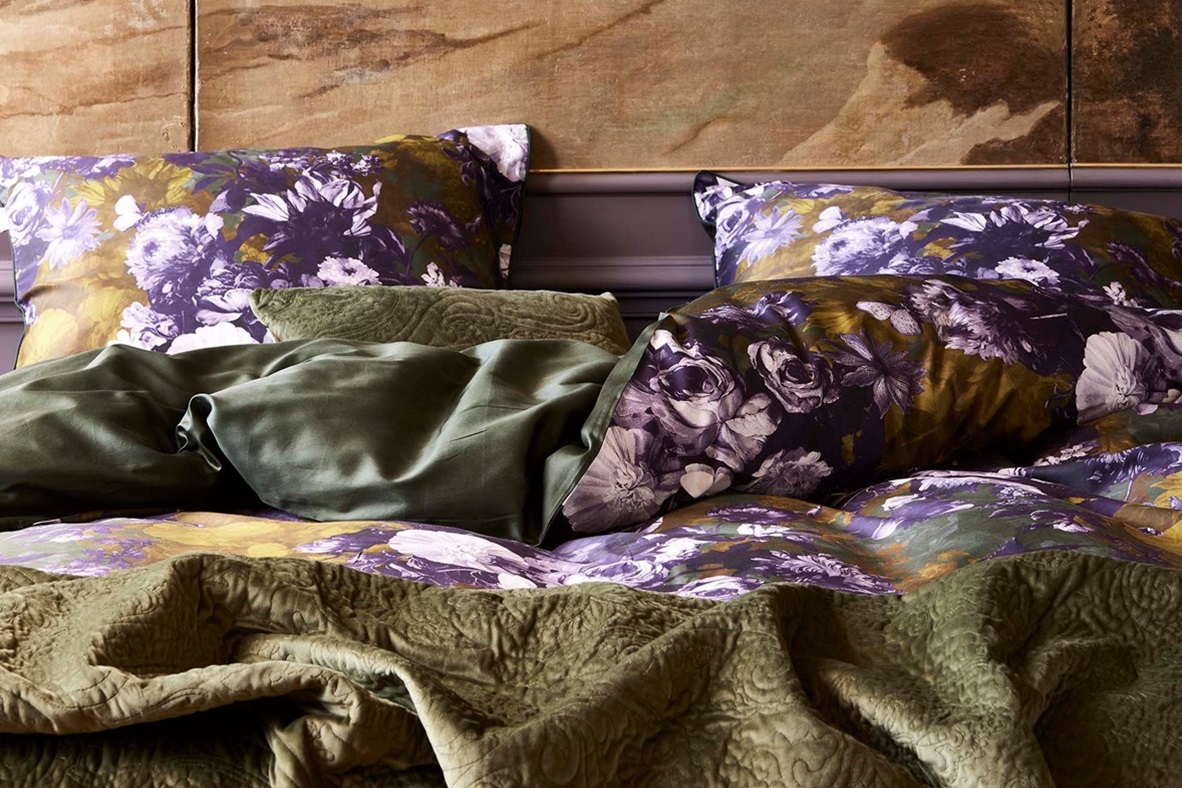 Leila Forest Green duvet cover sateen 