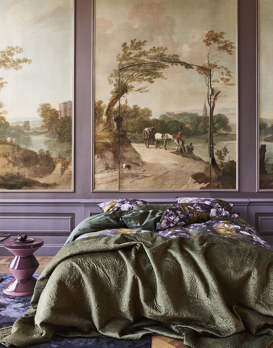 Leila Forest Green duvet cover sateen 