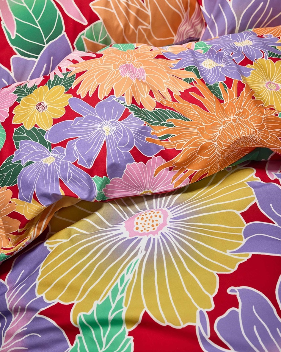 Flower Fling Red duvet cover percale 