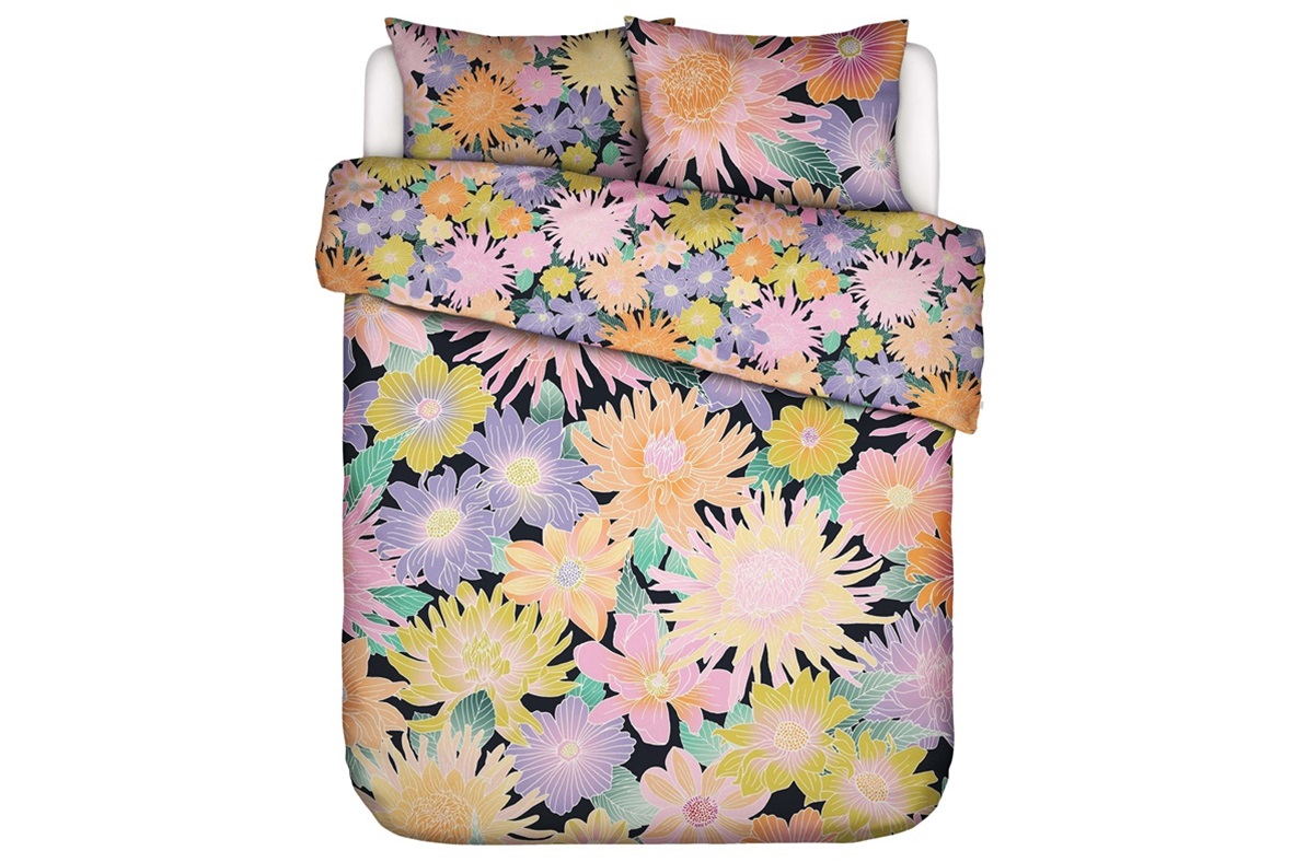 Flower Fling Black duvet cover percale 