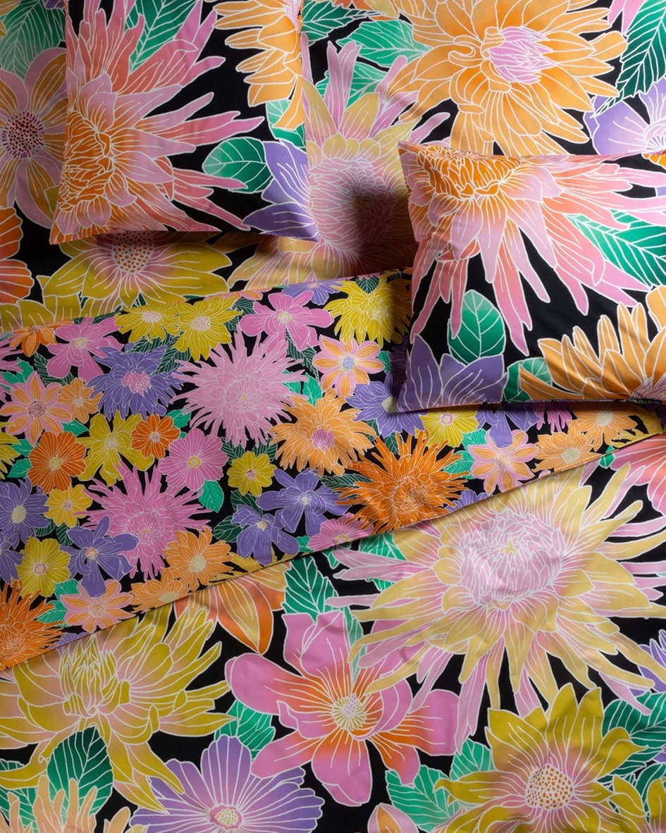 Flower Fling Black duvet cover percale 