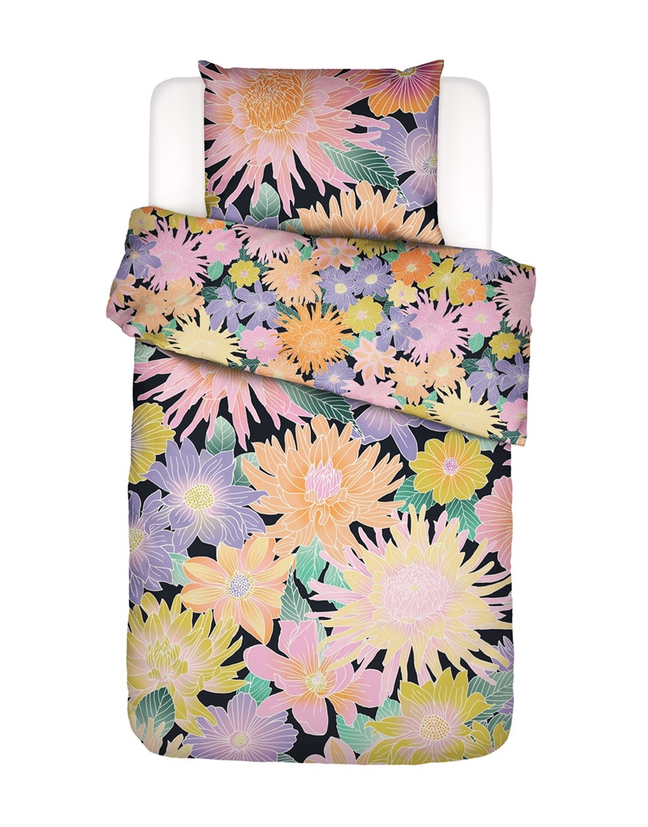 Flower Fling Black duvet cover percale 