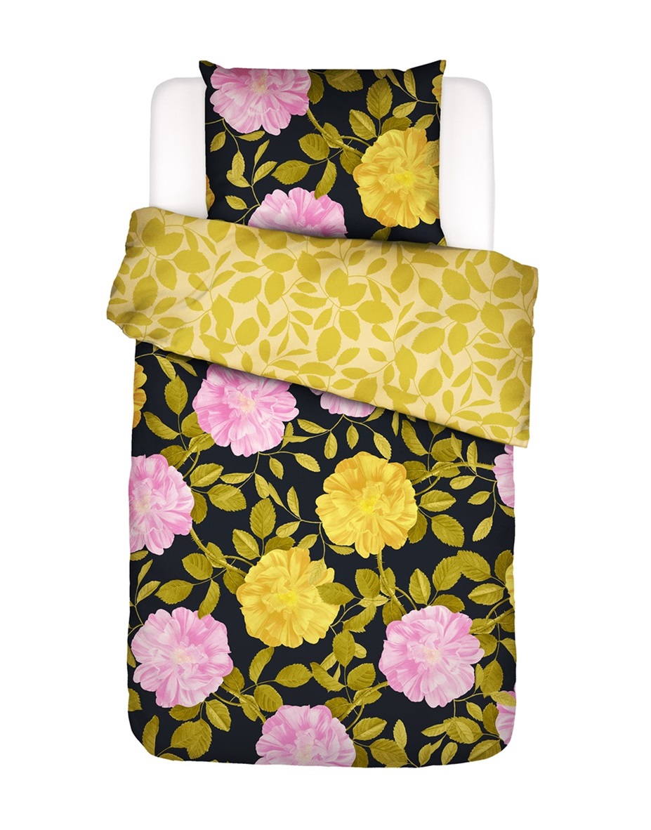 Bloom with a View Black dekbedovertrek percal 