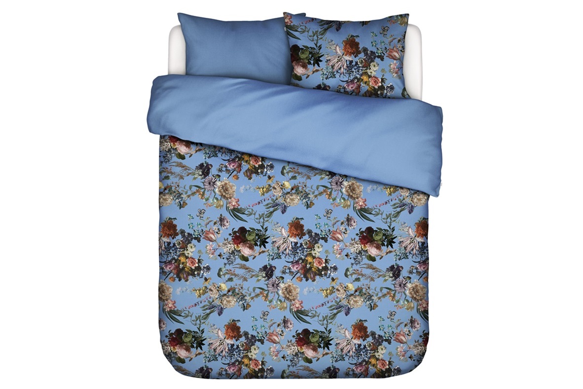 Isabella Azur Blue dekbedovertrek satijn 