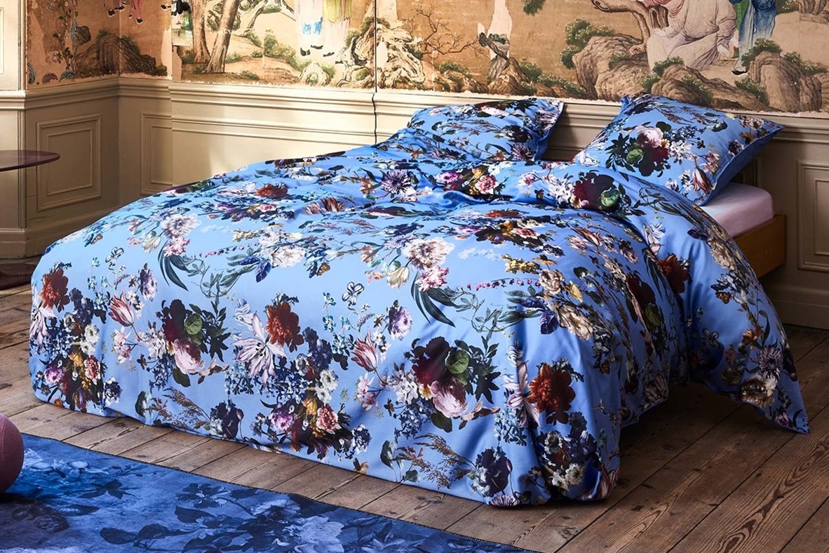 Isabella Azur Blue dekbedovertrek satijn 