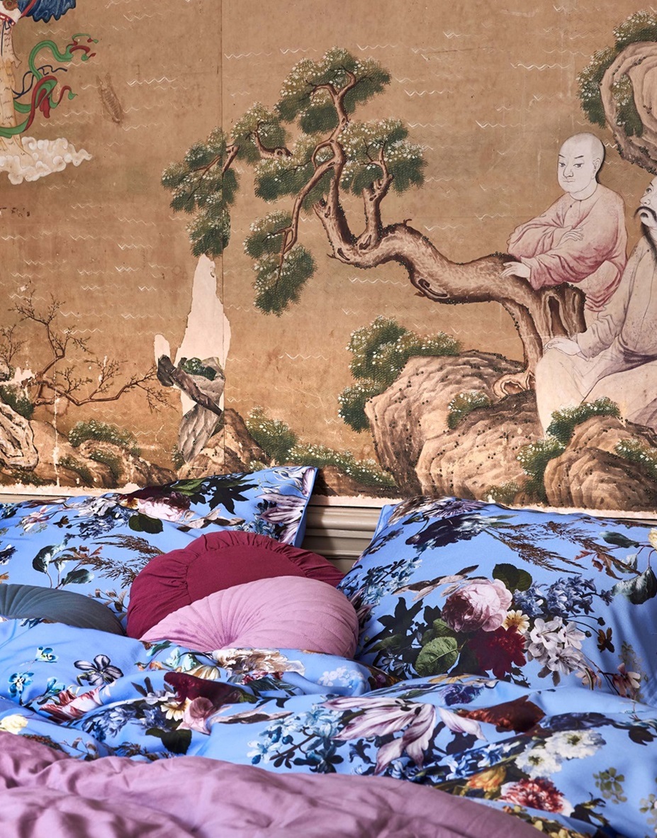 Isabella Azur Blue dekbedovertrek satijn 