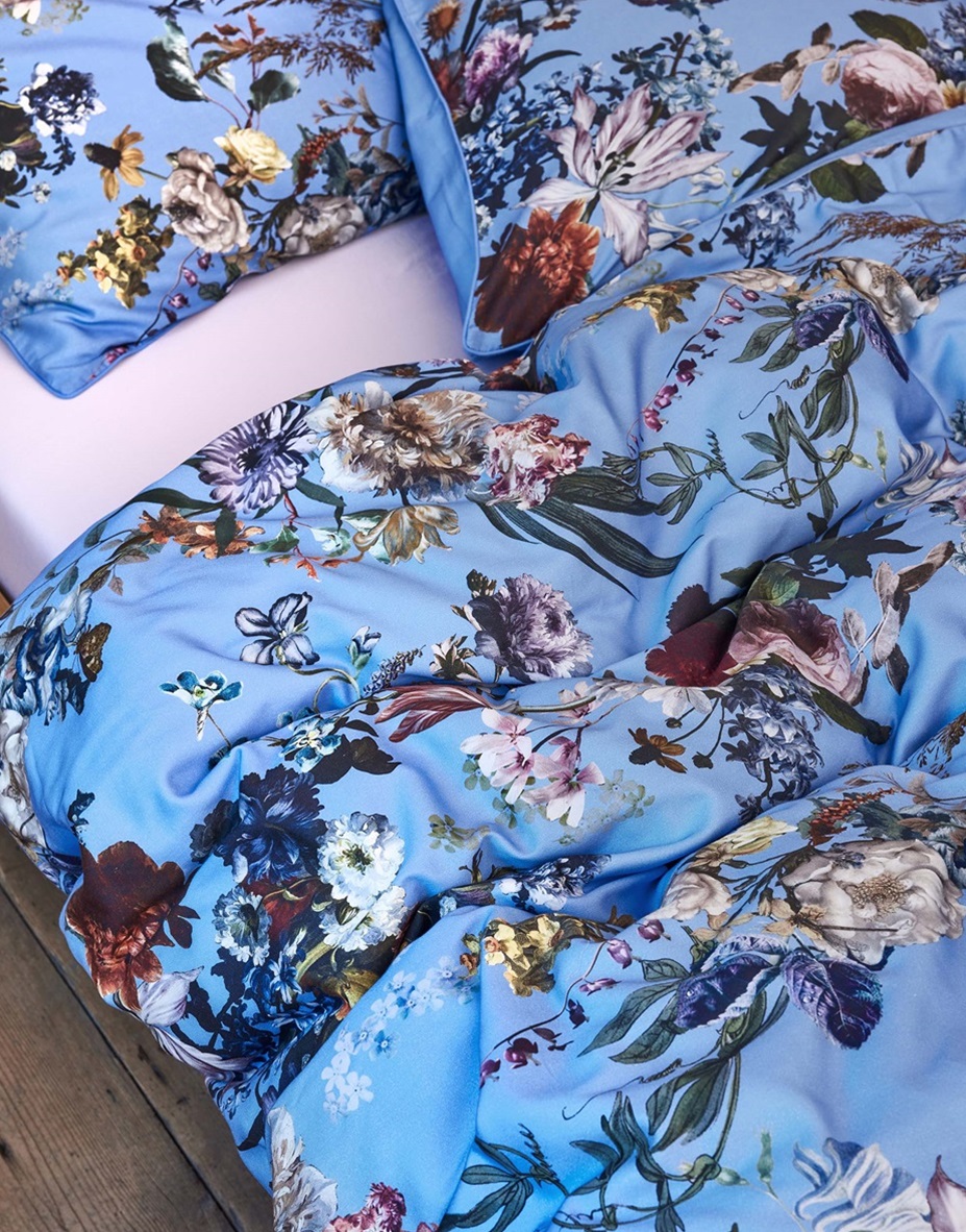 Isabella Azur Blue dekbedovertrek satijn 